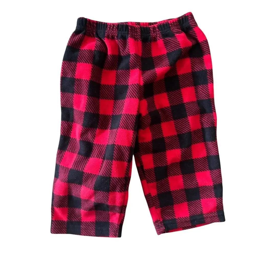 Carter's Kids Pajama Set - Buffalo Plaid Santa Footed Fleece 18M